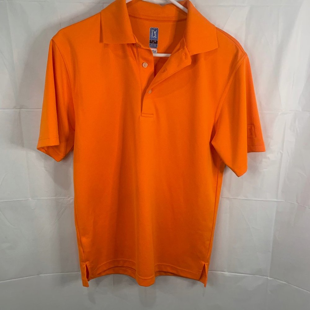 Airflux PGA Tour Shirt Mens Small Orange Short Sleeve Polo Golf